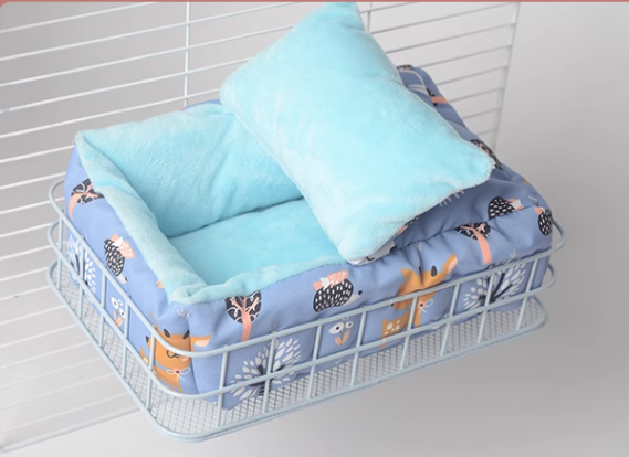 Munchies Hanging Metal Frame Bed with Cushion – Cosy Nest for Small Pets
