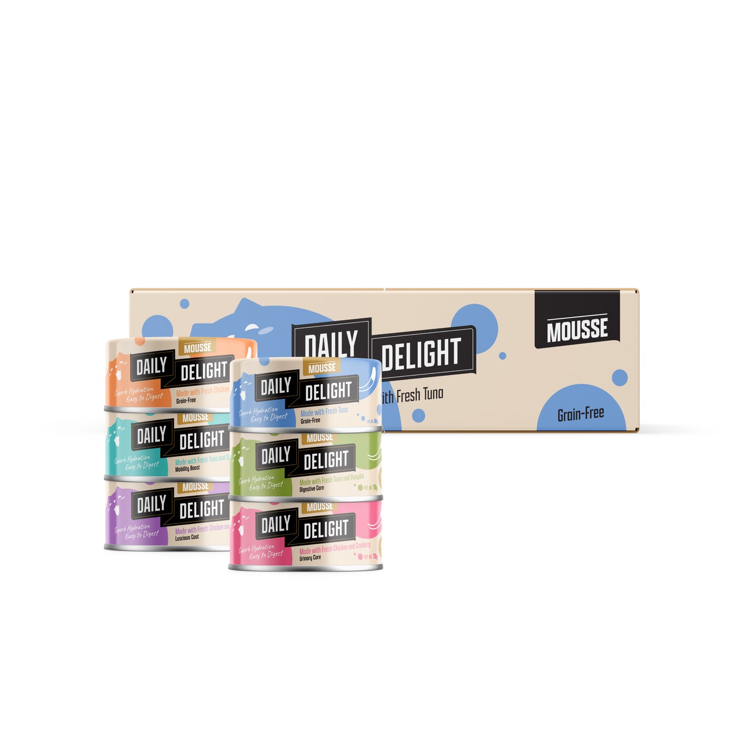 Daily Delight Mousse with Tuna & Sardine Grain-Free Canned Cat Food 70g x 24cans