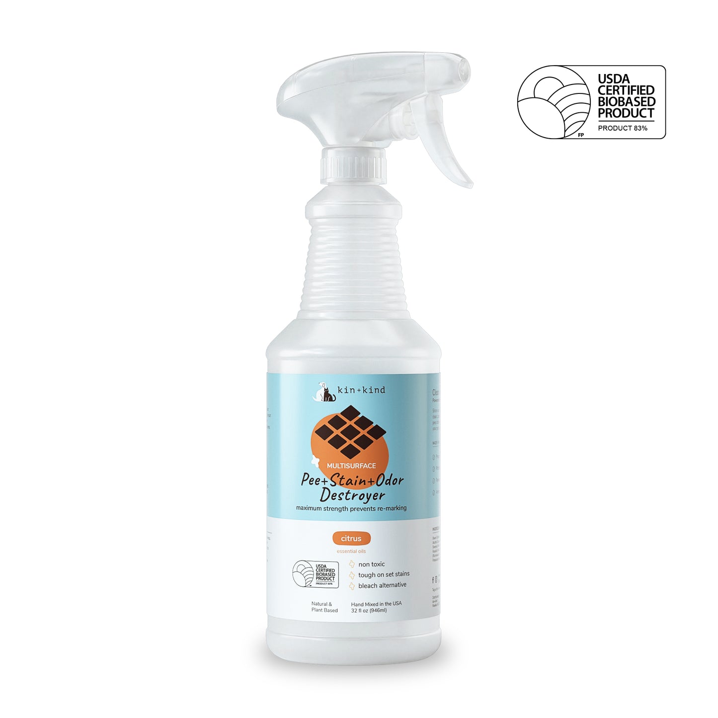 kin+kind Pee Stain and Odor Destroyer Multi Surface Citrus 32oz
