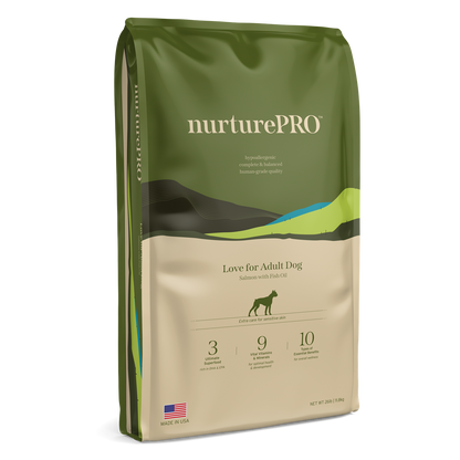 NurturePRO Love Salmon with Fish Oil – Dry Dog Food for Adult Dogs (1.8kg / 5.7kg / 11.8kg)
