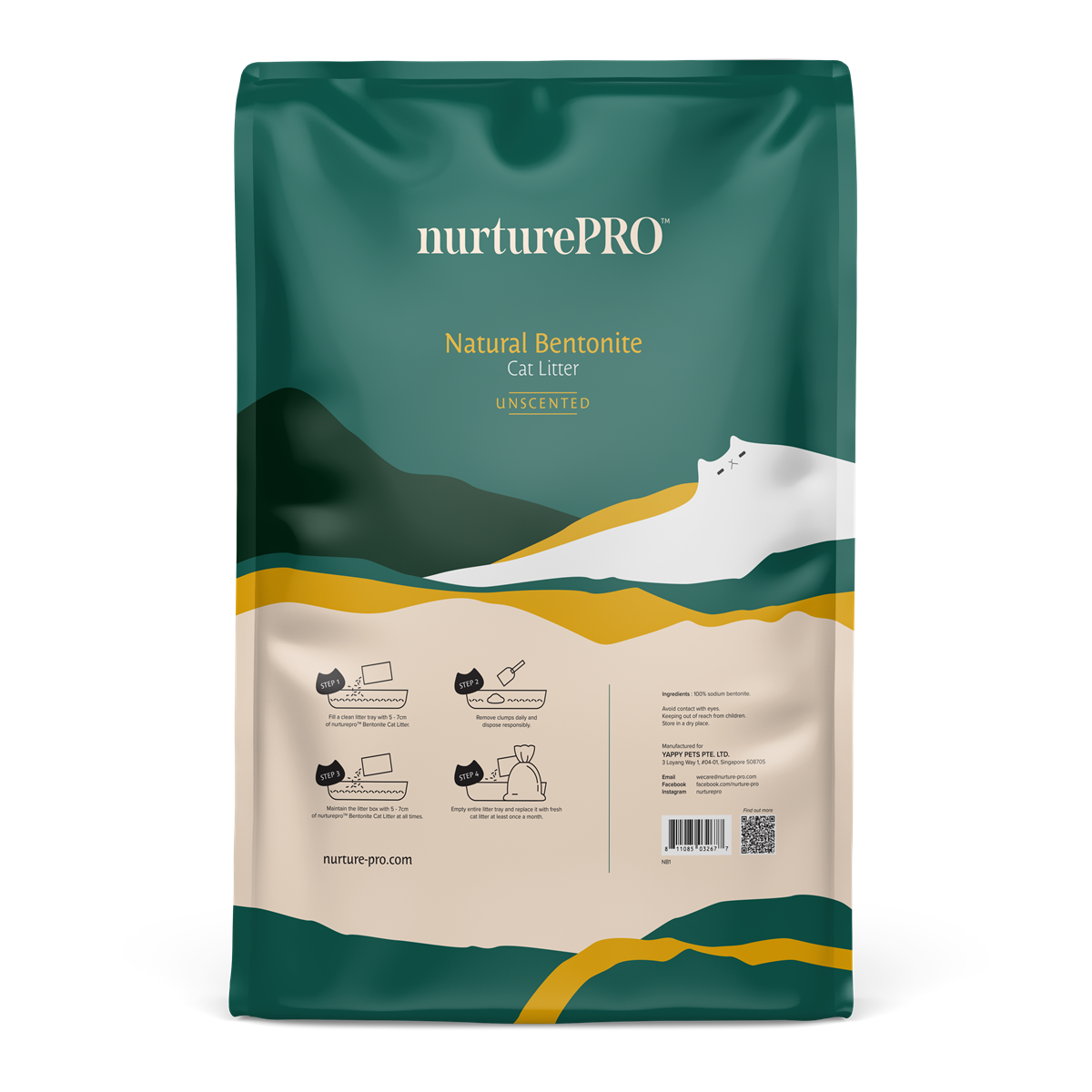 Nurture Pro Bentonite Cat Litter – Unscented (10L)