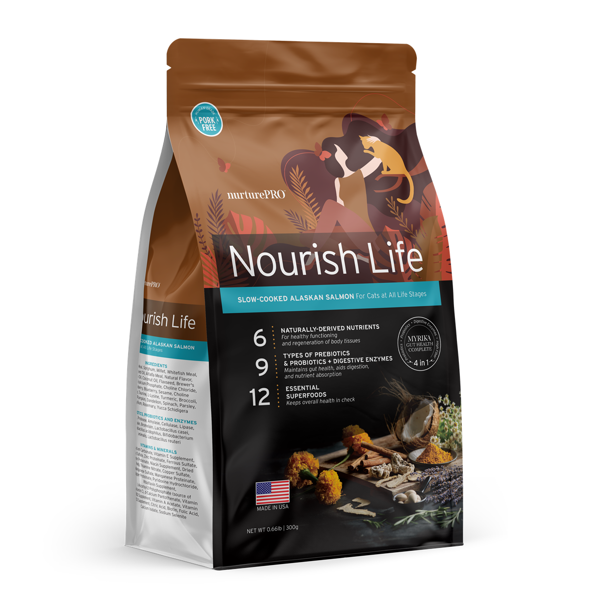 Nurture Pro Nourish Life Slow-Cooked Alaskan Salmon Dry Cat Food – Indoor Kitten & Adult (300g / 1.8kg / 5.7kg)