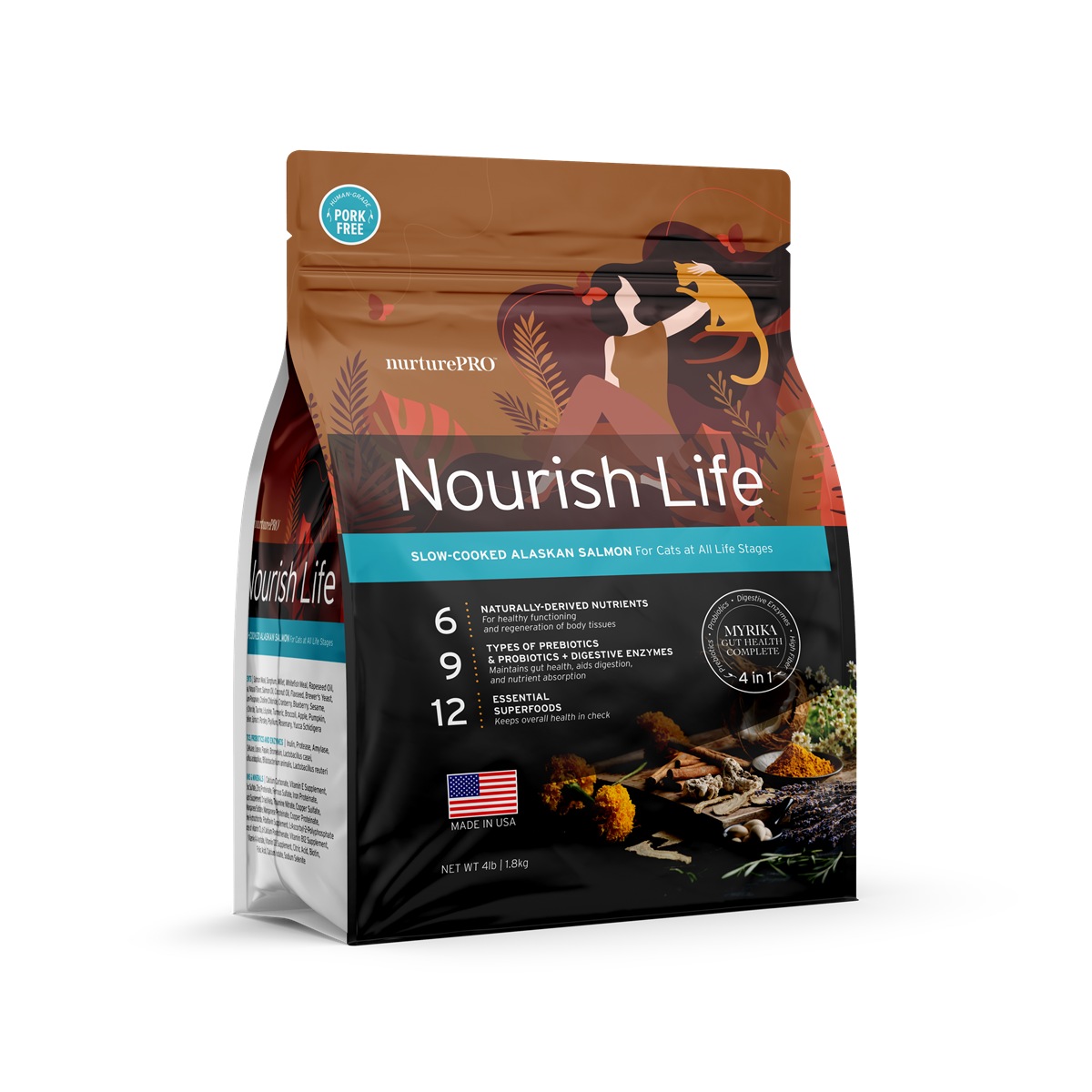 Nurture Pro Nourish Life Slow-Cooked Alaskan Salmon Dry Cat Food – Indoor Kitten & Adult (300g / 1.8kg / 5.7kg)