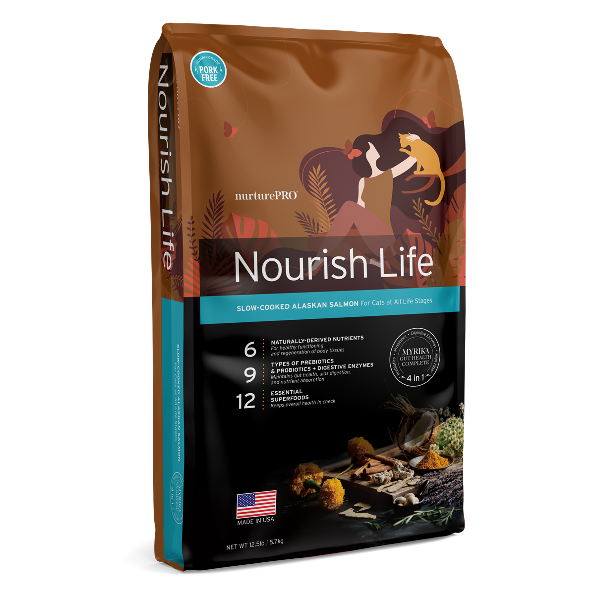 Nurture Pro Nourish Life Slow-Cooked Alaskan Salmon Dry Cat Food – Indoor Kitten & Adult (300g / 1.8kg / 5.7kg)