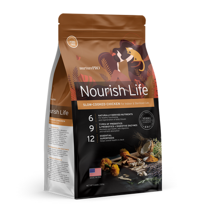Nurture Pro Nourish Life Slow-Cooked Chicken Dry Cat Food – Mature & Weight Management (300g / 1.8kg / 5.7kg)