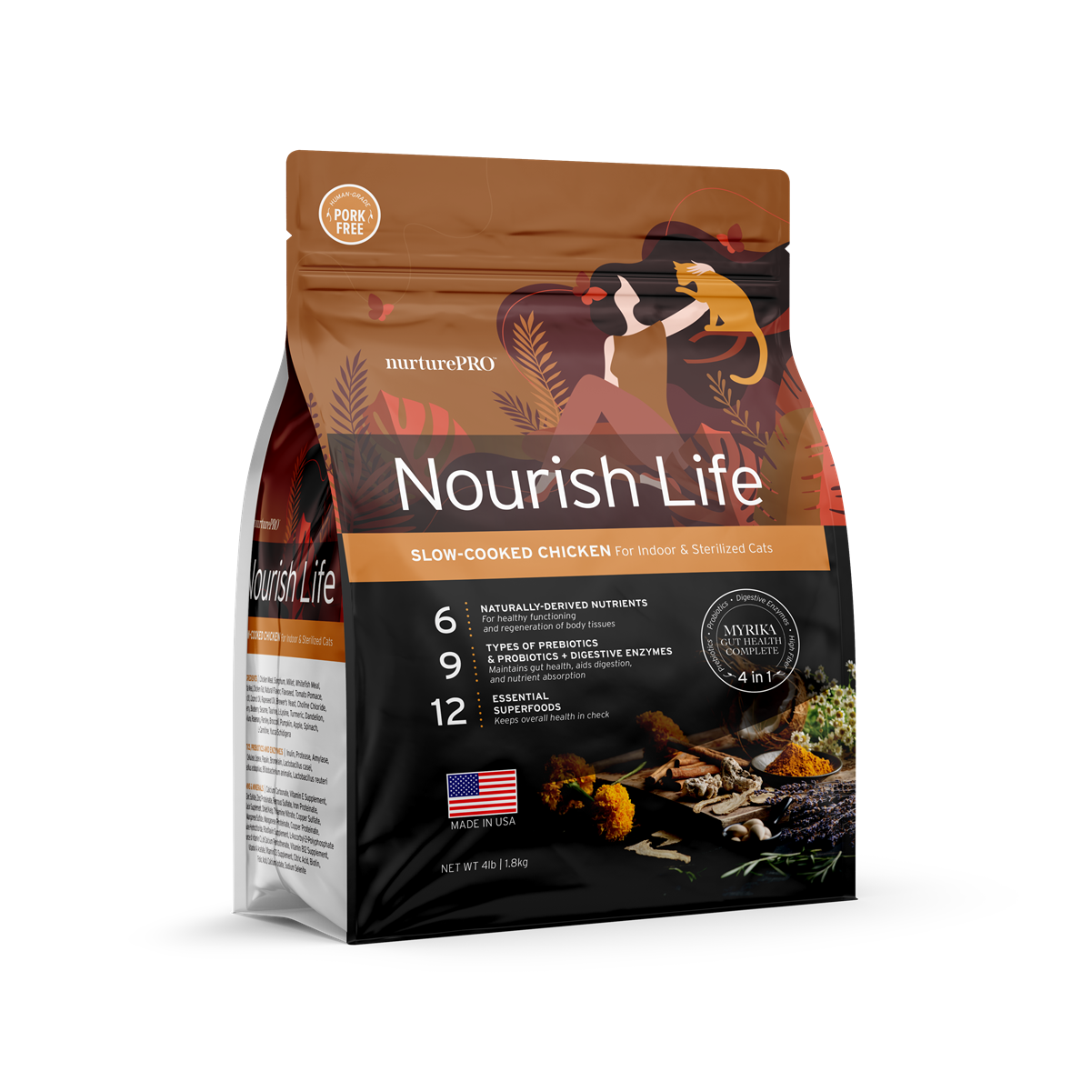 Nurture Pro Nourish Life Slow-Cooked Chicken Dry Cat Food – Mature & Weight Management (300g / 1.8kg / 5.7kg)