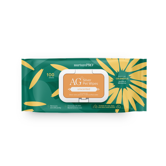 Nurture Pro AG+ Silver Pet Wipes Unscented (100 Sheets)- 6pack