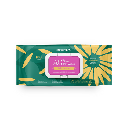 Nurture Pro AG+ Silver Pet Wipes Baby Powder (100 Sheets) - 6pack