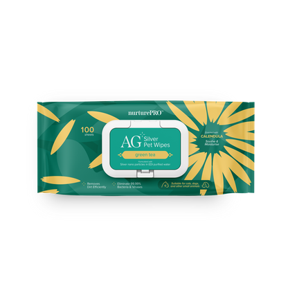 Nurture Pro AG+ Silver Pet Wipes Green Tea (100 Sheets) - 6pack