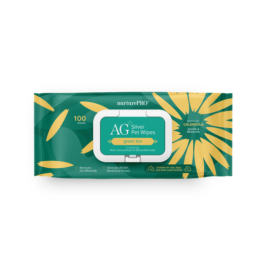 Nurture Pro AG+ Silver Pet Wipes Green Tea (100 Sheets) - 6pack
