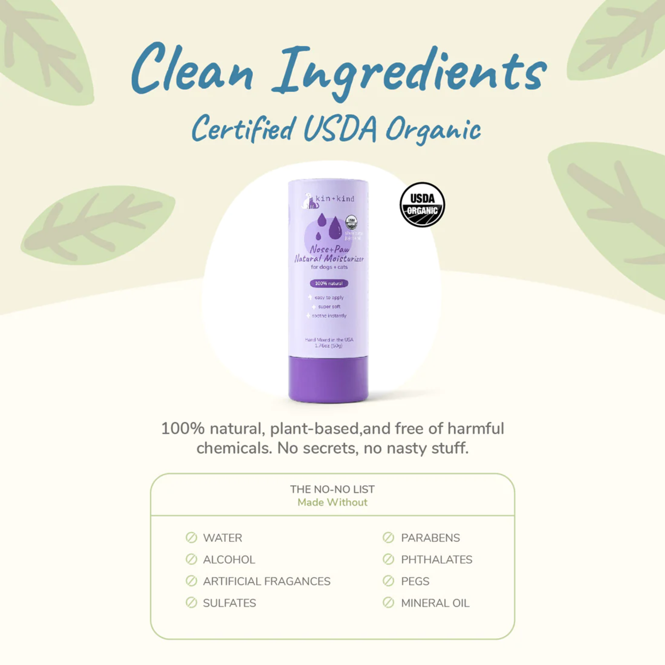 kin+kind Organic Nose & Paw Moisturizer Stick for Dogs & Cats 2.3oz