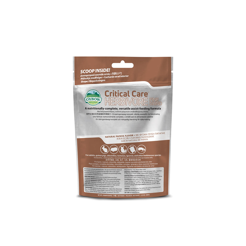 Oxbow Critical Care Herbivore Fine Grind – Papaya | Recovery Food for Small Pets