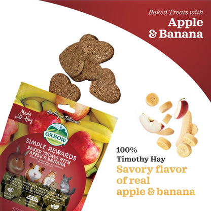 Oxbow Simple Rewards Baked Treats with Apple & Banana for Small Pets