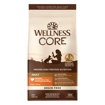Wellness CORE Original Deboned Turkey & Chicken Grain Free Adult Dry Cat Food 5LB