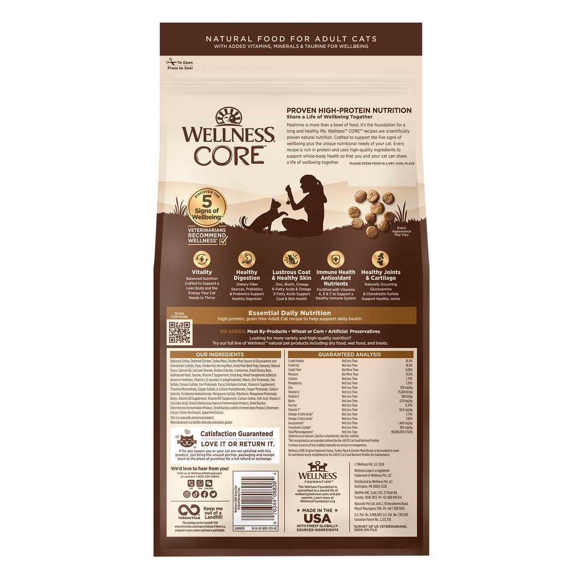 Wellness CORE Original Deboned Turkey & Chicken Grain Free Adult Dry Cat Food 5LB