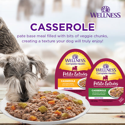 Wellness Petite Entrees Casserole Roasted Lamb with Peas & White Sweet Potatoes Grain Free Dog Food 85g