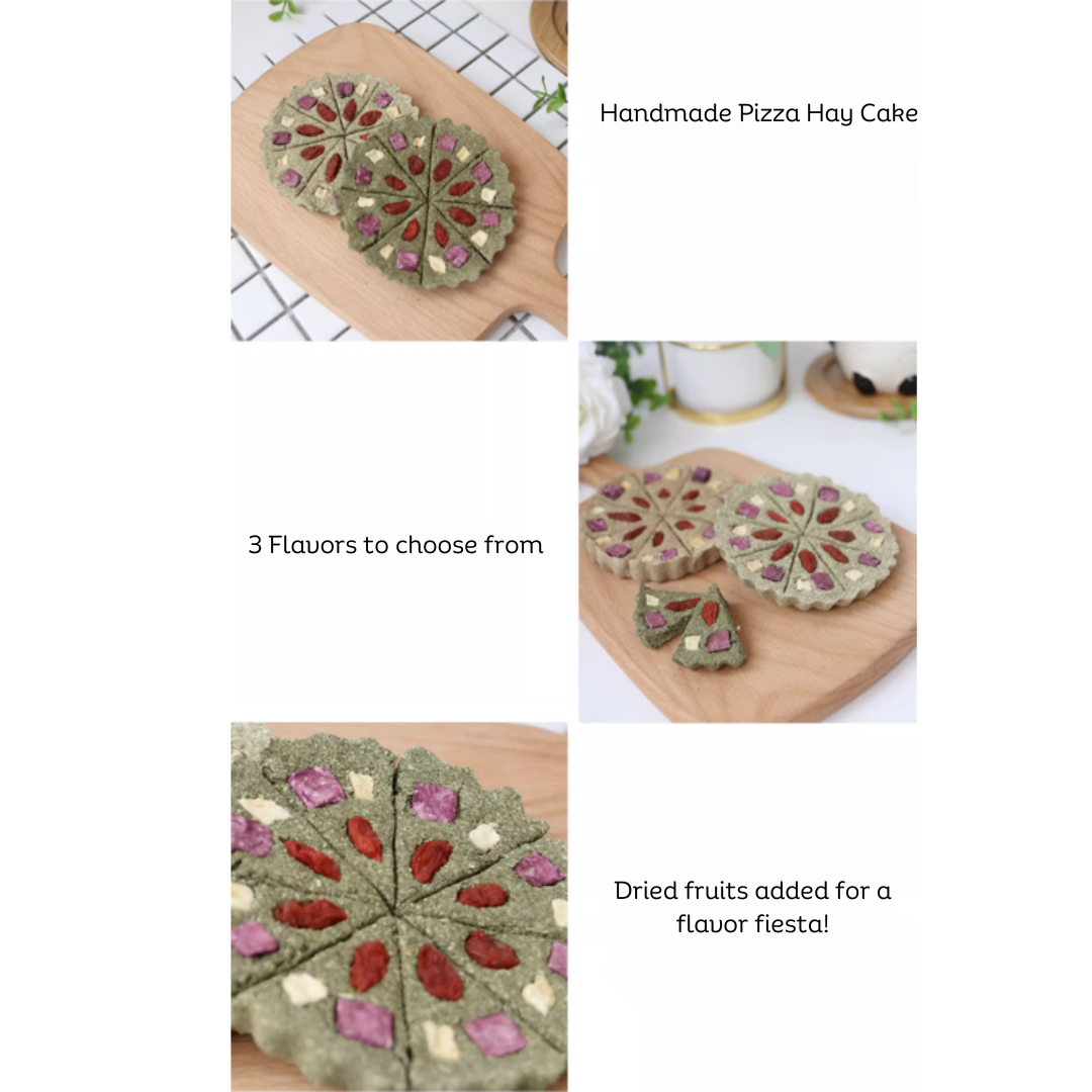 Munchies Handmade Pizza Hay Cake – Natural Treat for Rabbits, Guinea Pigs & Chinchillas
