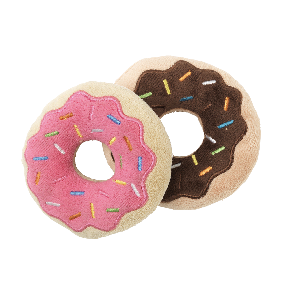 FuzzYard Donut Plush Dog Toy with Squeaker 2 Pack