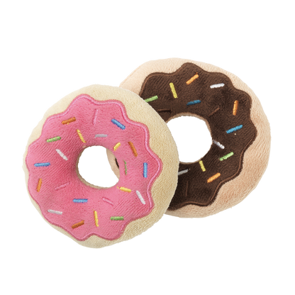 FuzzYard Donut Plush Dog Toy with Squeaker 2 Pack