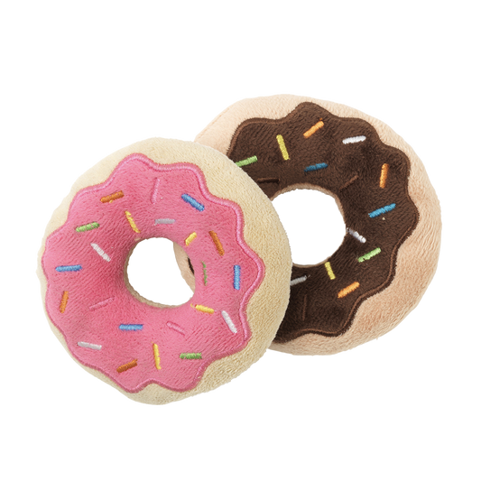 FuzzYard Donut Plush Dog Toy with Squeaker 2 Pack