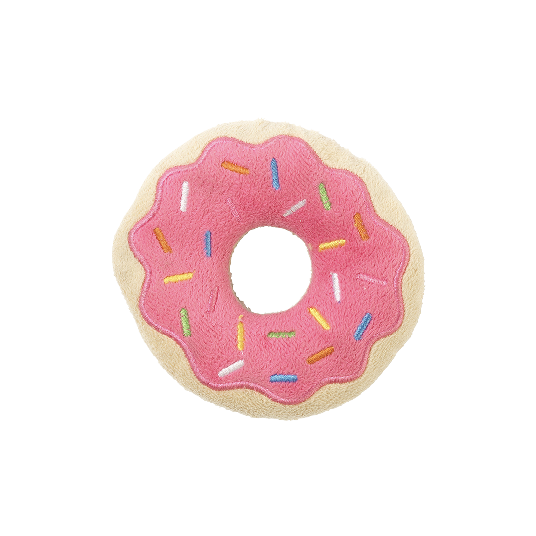 FuzzYard Donut Plush Dog Toy with Squeaker 2 Pack