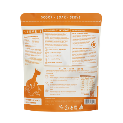 Steve's Real Food Grain Free Freeze Dried Raw Food for Cats & Dogs 20oz | 5 Recipes
