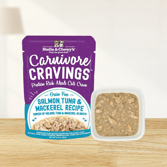 Stella and Chewy’s Carnivore Cravings Purrfect Pâté Salmon Tuna and Mackerel in Broth 5.2oz