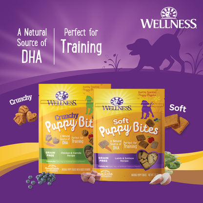 Wellness Puppy Bites Grain Free Dog Treats - Soft Lamb Salmon 3oz