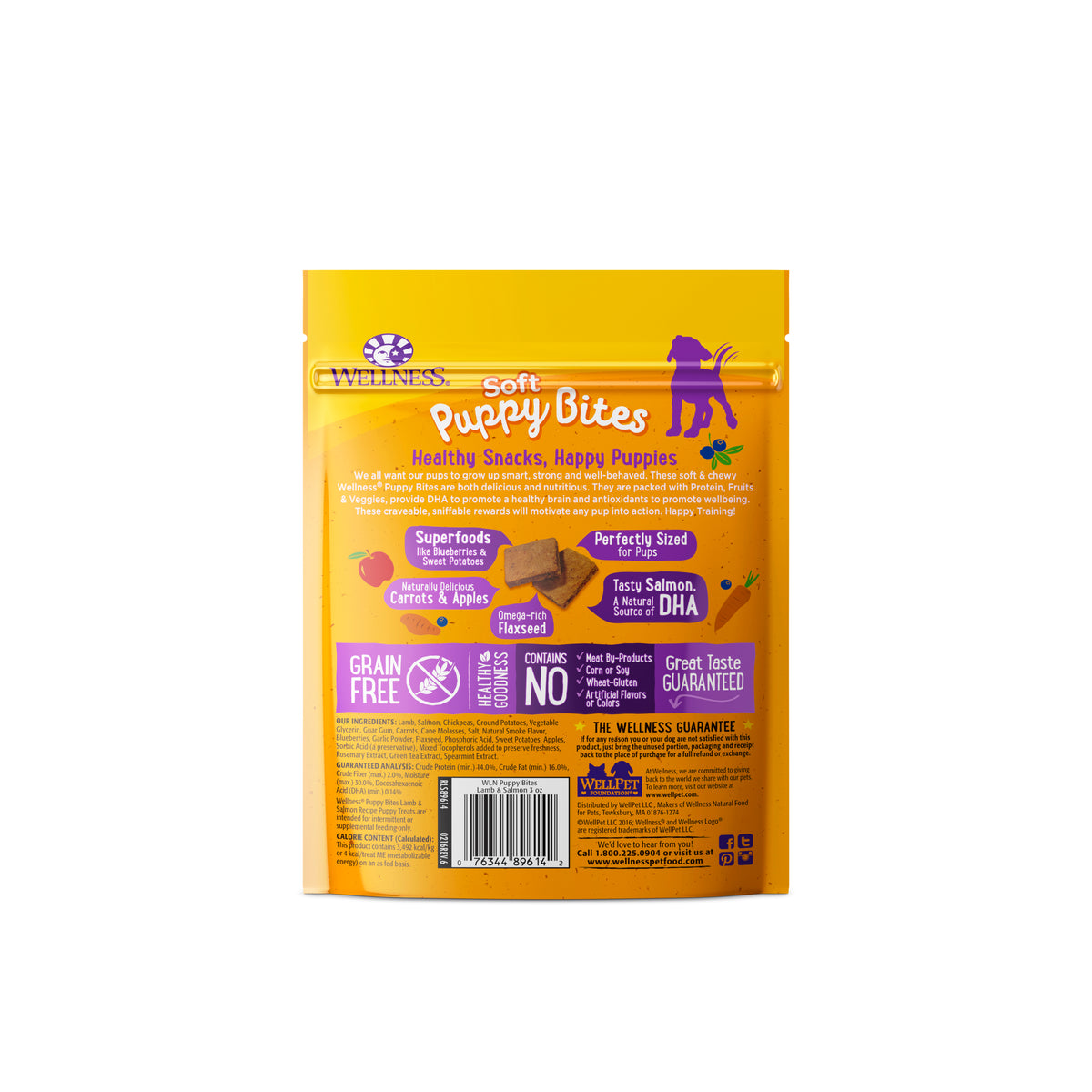 Wellness Puppy Bites Grain Free Dog Treats - Soft Lamb Salmon 3oz