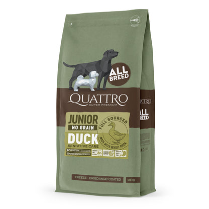 Quattro Duck Junior All Breed No Grain Dry Dog Food 1.5kg/12kg