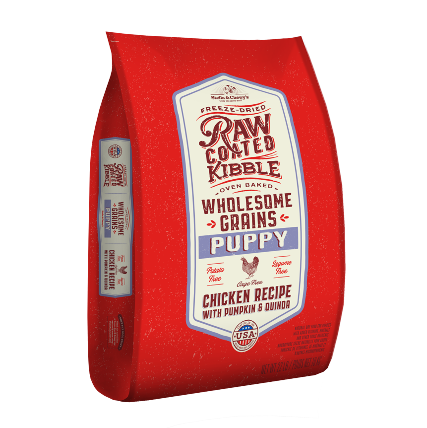 Stella & Chewy’s Raw Coated Kibble with Wholesome Grains Chicken, Pumpkin & Quinoa for Puppies 22LB