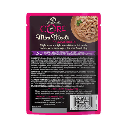 Wellness CORE Mini Meals Chunky Chicken & Chicken Liver Grain Free Dog Food 3oz