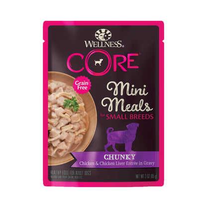 Wellness CORE Mini Meals Chunky Chicken & Chicken Liver Grain Free Dog Food 3oz