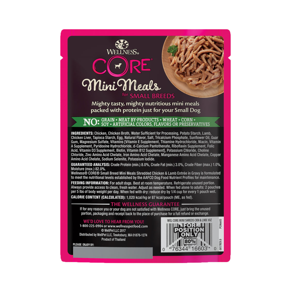 Wellness CORE Mini Meals Shredded Chicken & Lamb Grain Free Dog Food 3oz