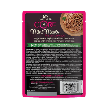Wellness CORE Mini Meals Shredded Chicken & Lamb Grain Free Dog Food 3oz