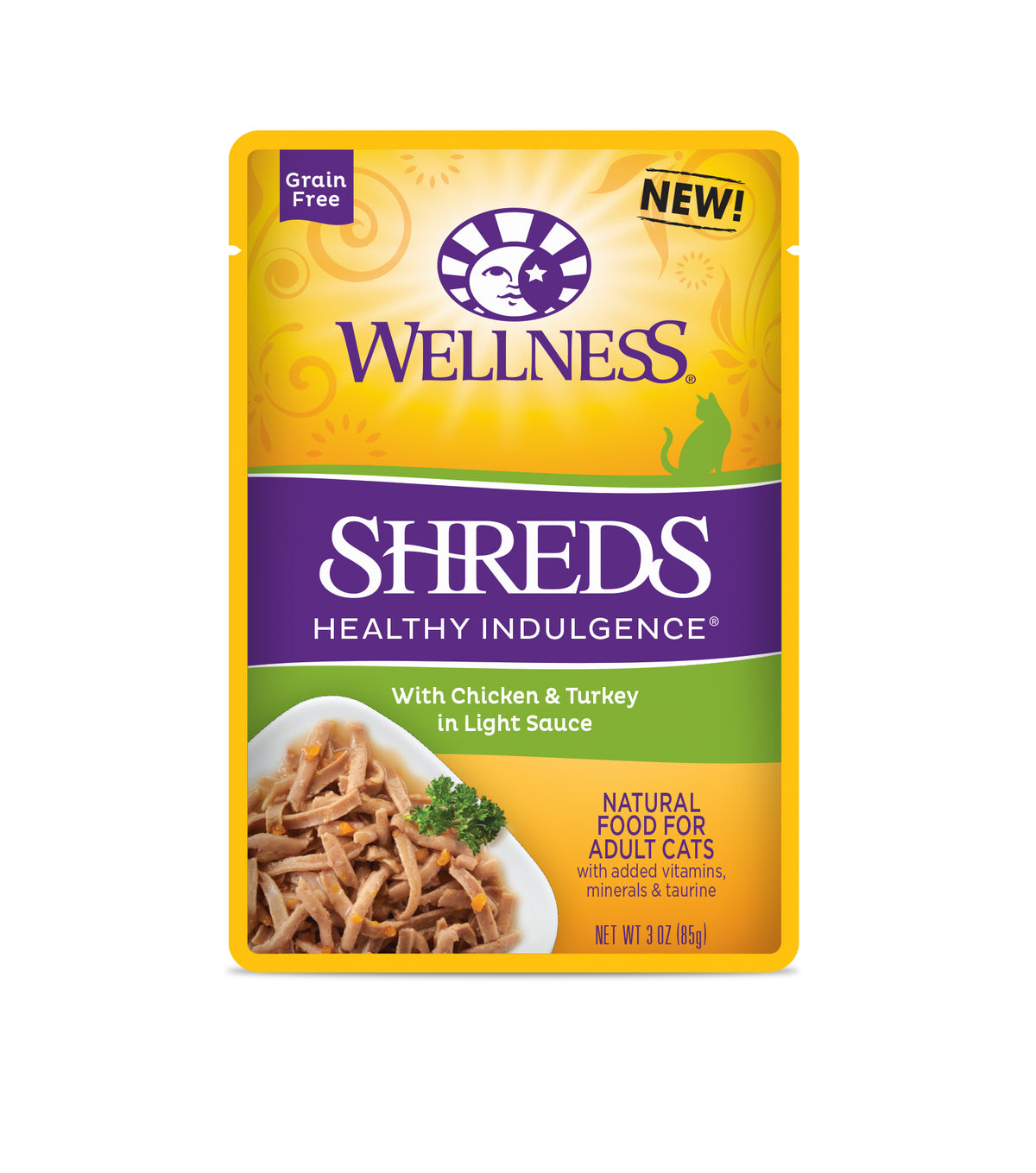 Wellness Healthy Indulgence Shreds Chicken & Turkey Grain Free Cat Food 3oz