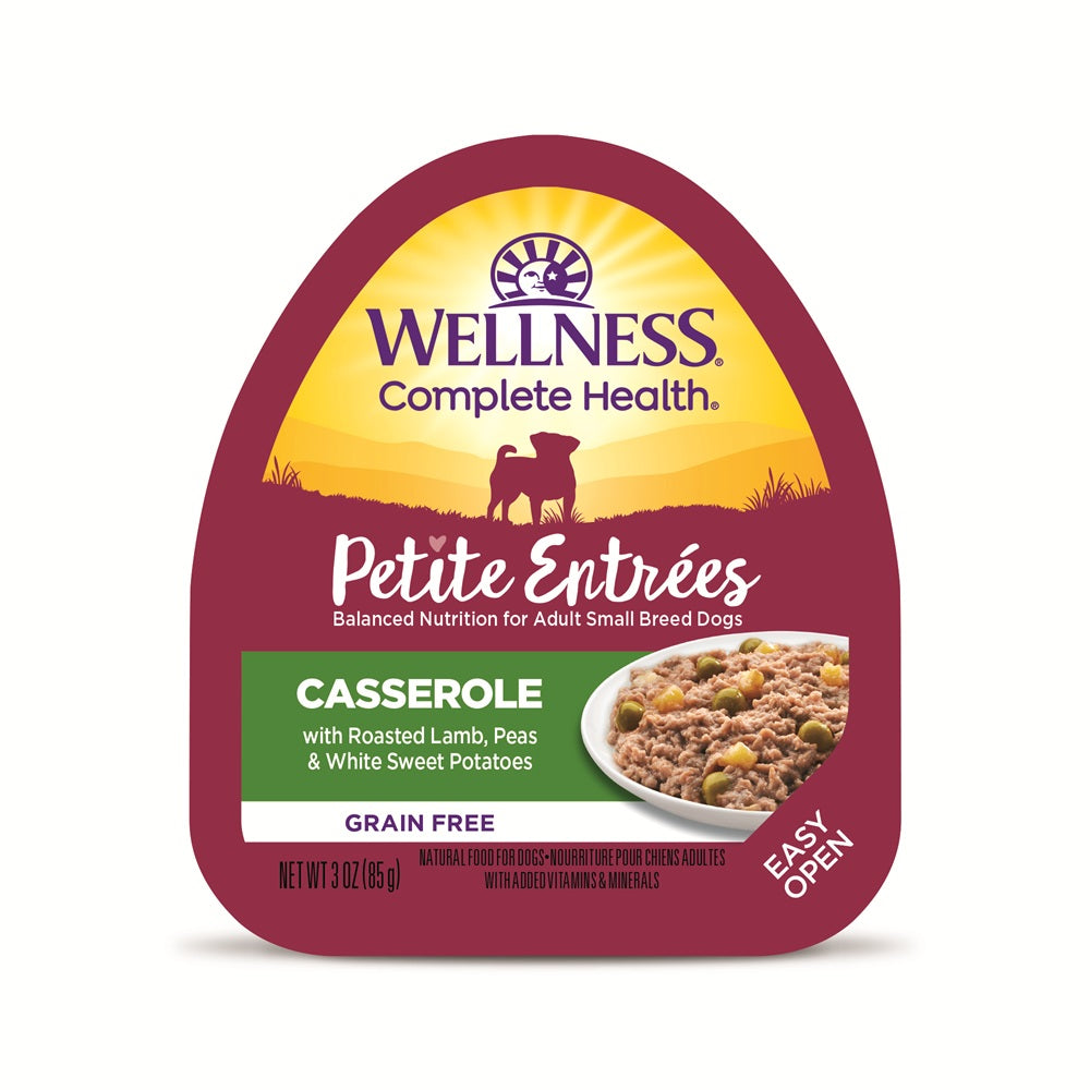 Wellness Petite Entrees Casserole Roasted Lamb with Peas & White Sweet Potatoes Grain Free Dog Food 85g