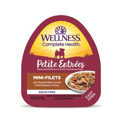 Wellness Petite Entrees Mini Filets Roasted Beef with Carrots & Red Peppers in Gravy Grain Free Dog Food 85g