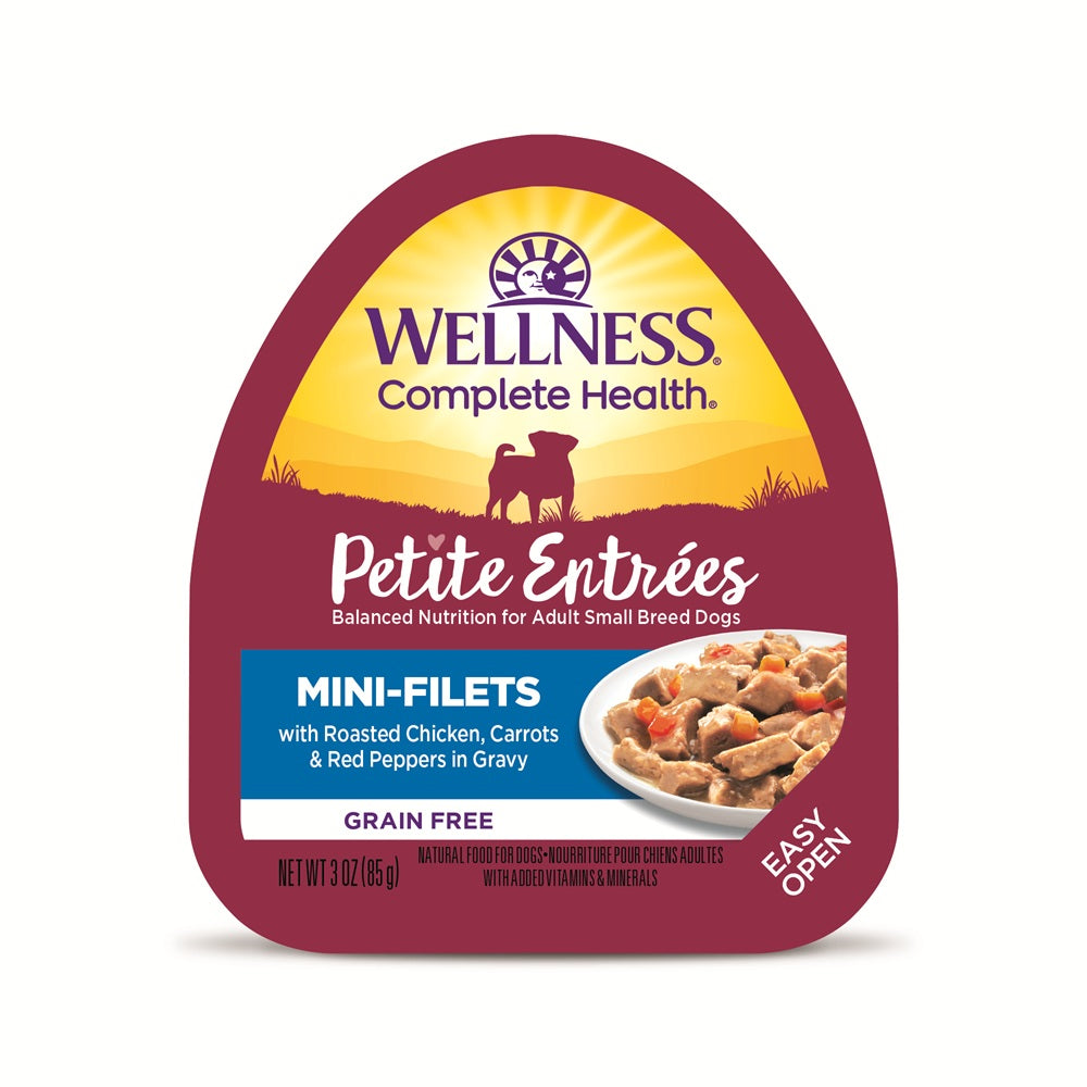Wellness Petite Entrees Mini Filets Roasted Chicken with Carrots & Red Peppers in Gravy Grain Free Dog Food 85g