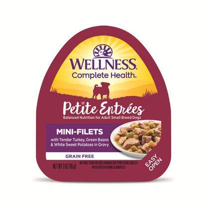 Wellness Petite Entrees Mini Filets Tender Turkey with Green Beans & White Sweet Potatoes in Gravy Grain Free Dog Food 85g