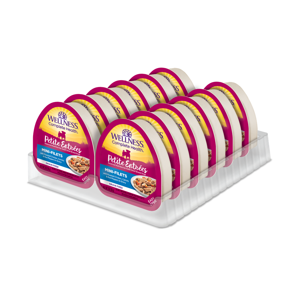 Wellness Petite Entrees Mini Filets Roasted Chicken with Carrots & Red Peppers in Gravy Grain Free Dog Food 85g