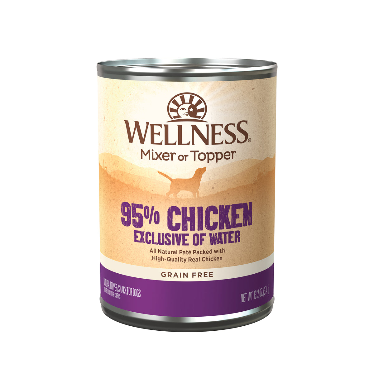 Wellness 95% Chicken Grain Free Wet Dog Food 13.2oz | Pate Mixer & Snack