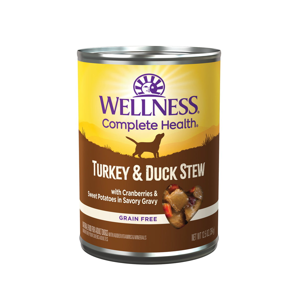 Wellness Complete Health Turkey & Duck Stew with Cranberries & Sweet Potatoes Grain Free Canned Dog Food 354g