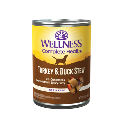 Wellness Complete Health Turkey & Duck Stew with Cranberries & Sweet Potatoes Grain Free Canned Dog Food 354g
