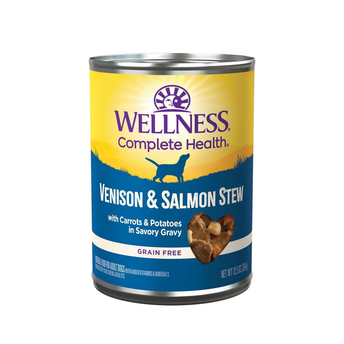 Wellness Complete Health Venison & Salmon Stew with Carrots & Potatoes Grain Free Canned Dog Food 354g