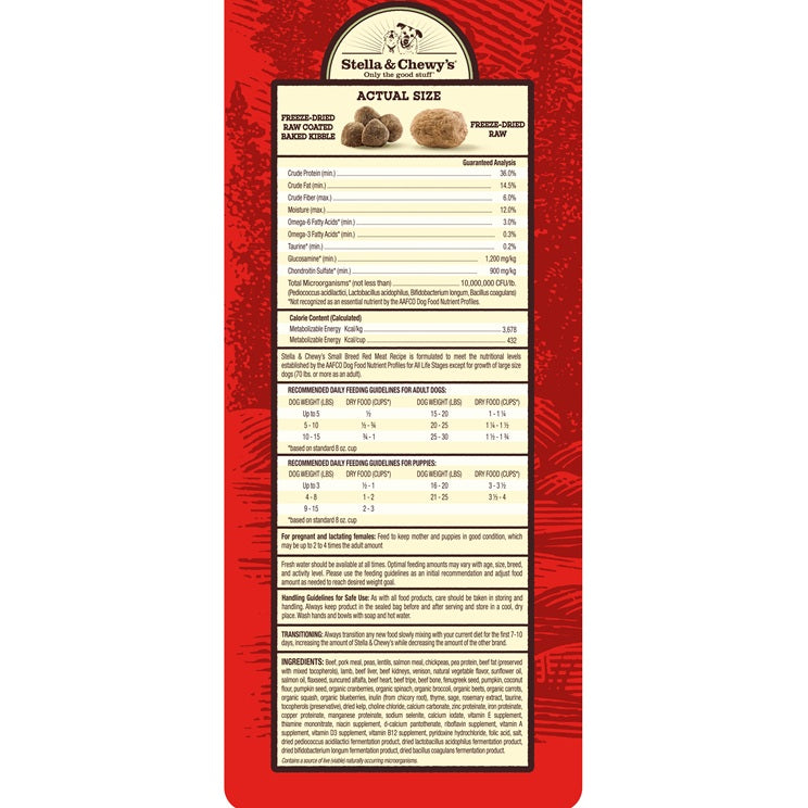 Stella & Chewy’s Red Meat Raw Blend Kibble for Small Breed Dogs 3.5LB