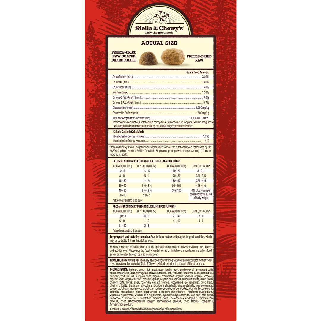Stella & Chewy’s Raw Blend Wild Caught Fish Grain-Free Kibble with Freeze-Dried Raw for Dogs 3.5LB