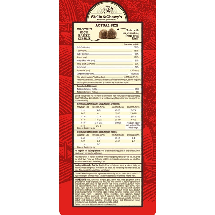 Stella & Chewy’s Grass Fed Beef Raw Coated Kibble for Dogs 3.5LB