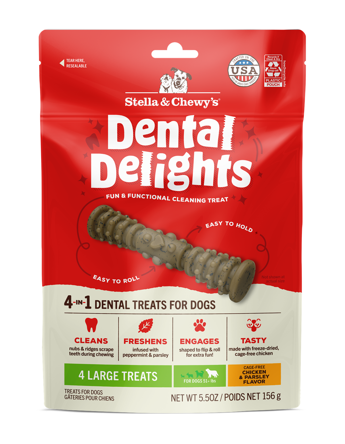 Stella and Chewy’s Dental Delights Large Dog Dental Treats 4pcs