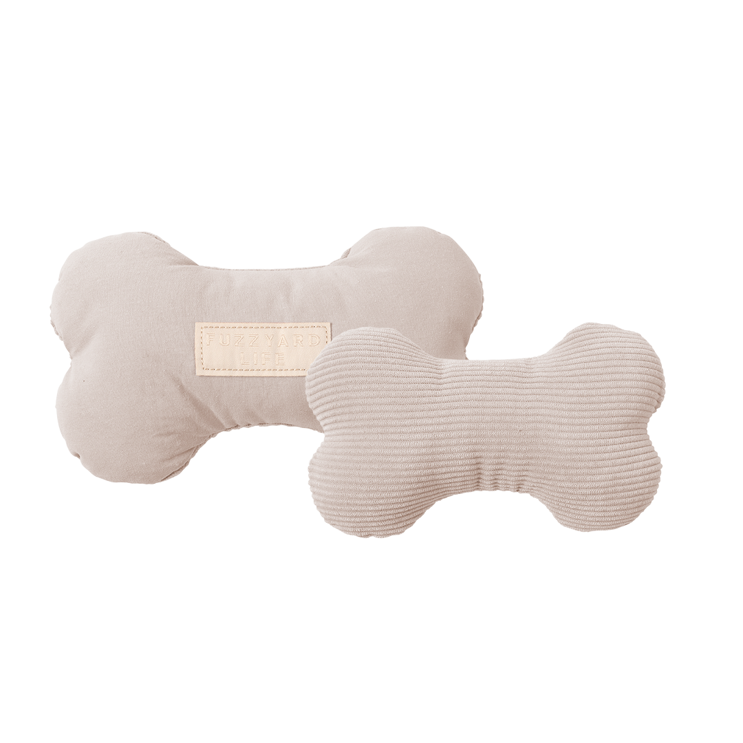 FuzzYard Life Bone Plush Dog Toy Sandstone